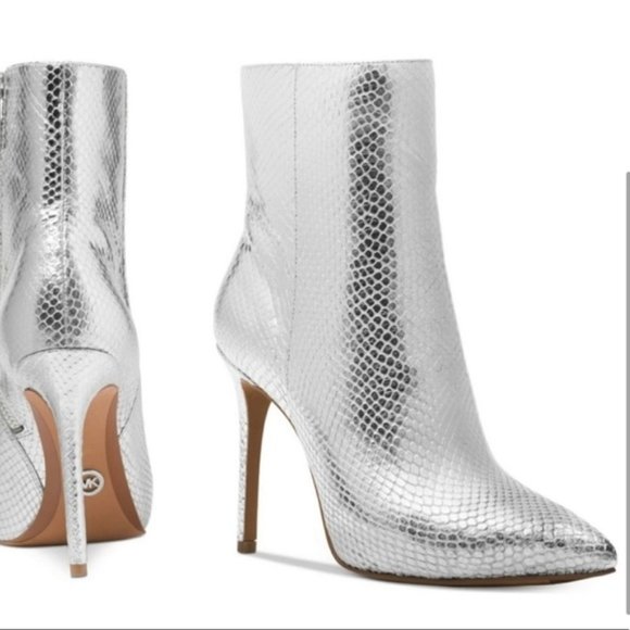 Michael Kors Leona Silver Metallic Boots - Picture 1 of 12